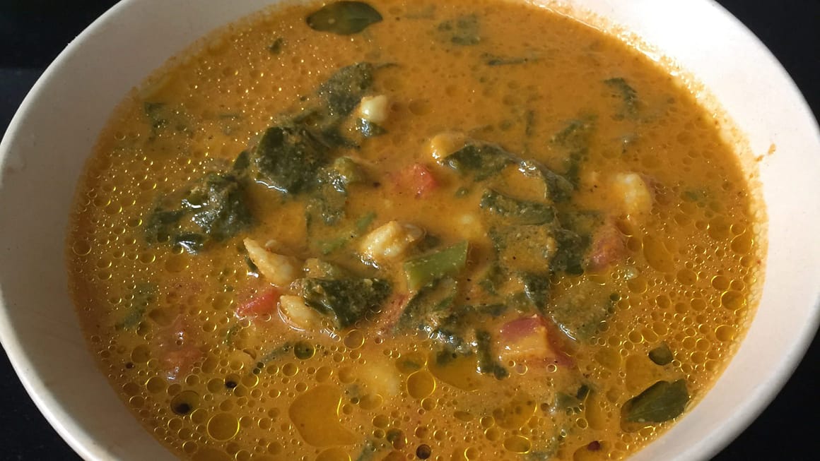 Mangalore Spinach and Shrimp Curry
