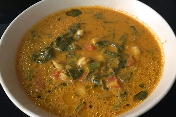 Mangalore Spinach and Shrimp Curry